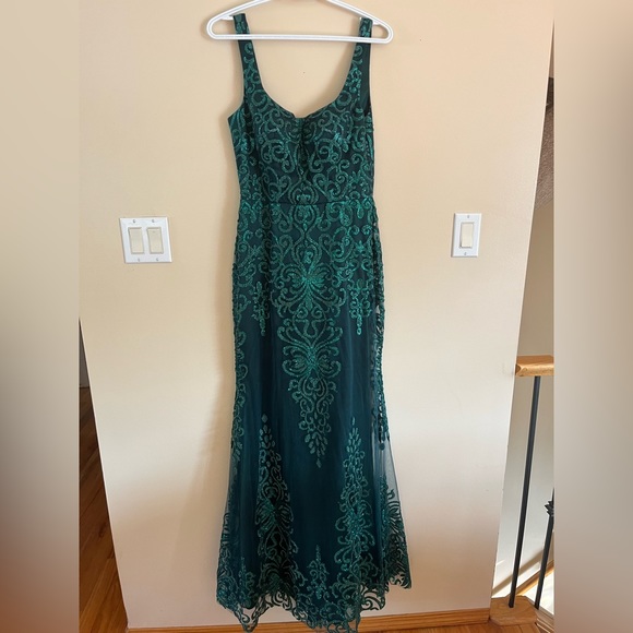Worn once, green beaded mermaid Cinderella divine dress. - Picture 1 of 3